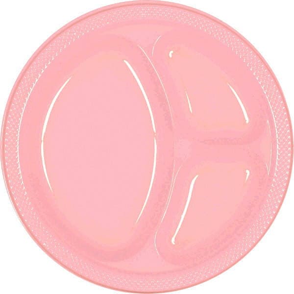 New Pink 10.25in Divided Plastic Plates 20 Ct