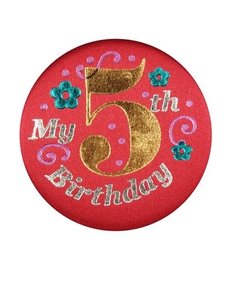 My 5th Birthday Red Satin Button