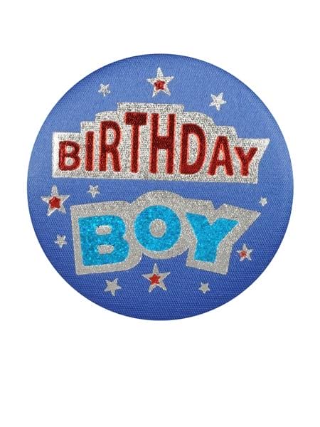 Birthday Boy Blue Satin Button