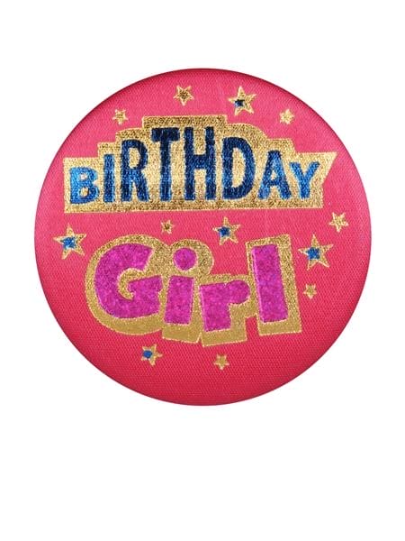 Birthday Girl Pink Satin Button
