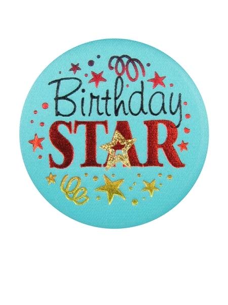 Birthday Star Blue Satin Button
