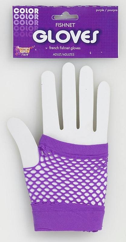 Fishnet Short Fingerless Gloves Purple