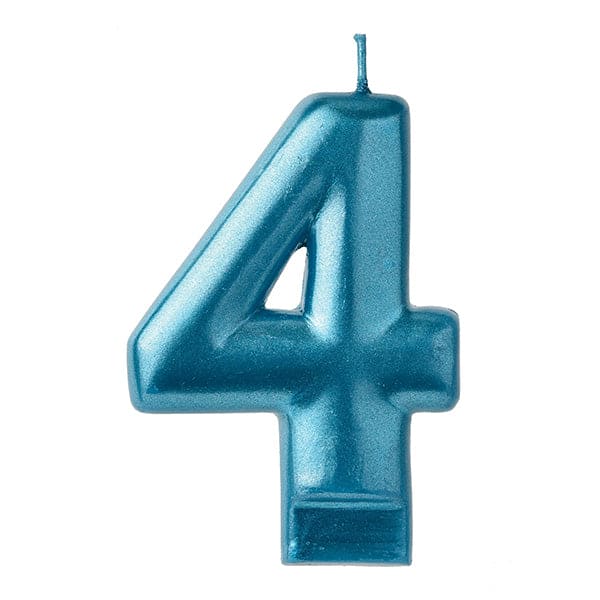 Numeral #4 Metallic Candle - Blue