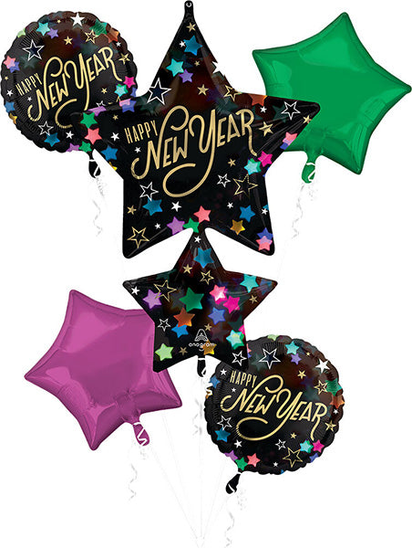 New Year Starlight Balloon Bouquet 6ct