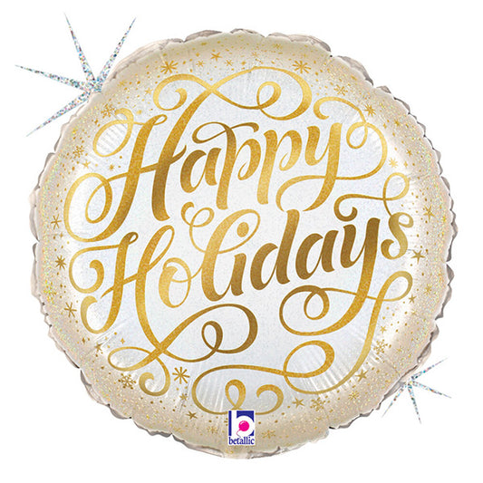 Glistening Happy Holidays 18in Metallic Balloon