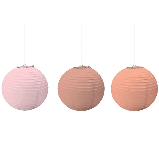 Rose Gold Blush - Blush Round Paper Lanterns 3ct