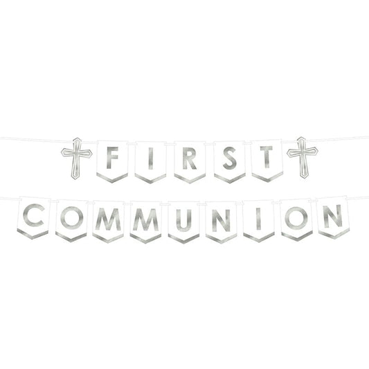 First Communion Banners - Silver 2ct