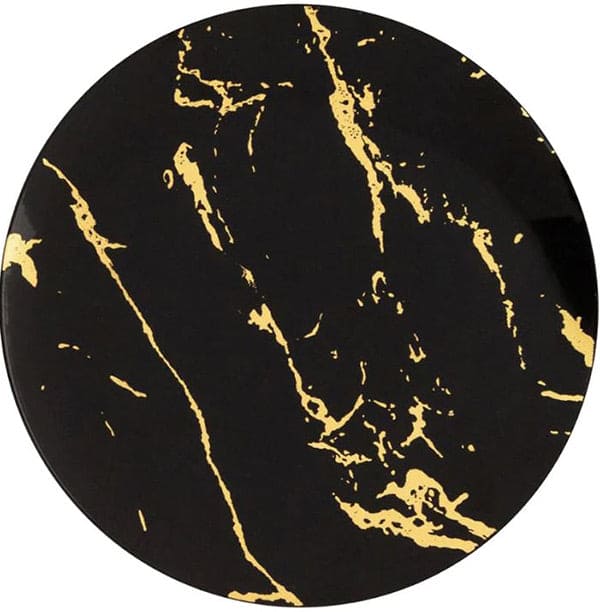 Marble Black and Gold 10.25in Round Dinner Plastic Plates 20 Ct