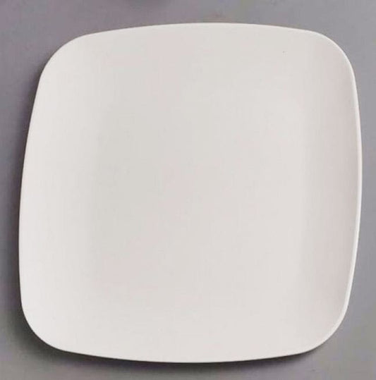 White 10in Square Rounded Corner Plastic Plate 15 Ct