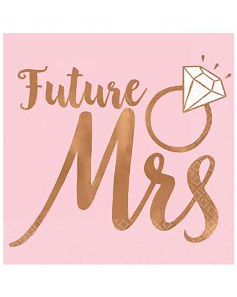 Blush Wedding Beverage Napkins Future Mrs. 16 Ct