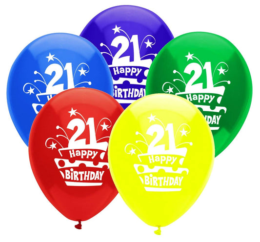 21st Birthday 12in Latex Balloons 8ct