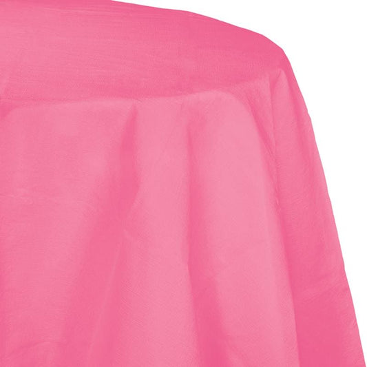 Candy Pink 82in Round Paper Table cover Poly Back