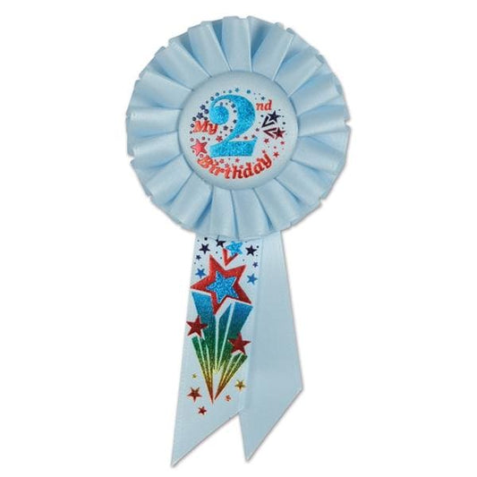 My 2nd Birthday Blue Rosette Ribbon