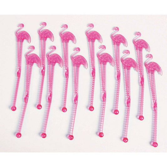 Summer Pink Party Luau Flamingo 5.5 Plastic Stirrers 12 Ct