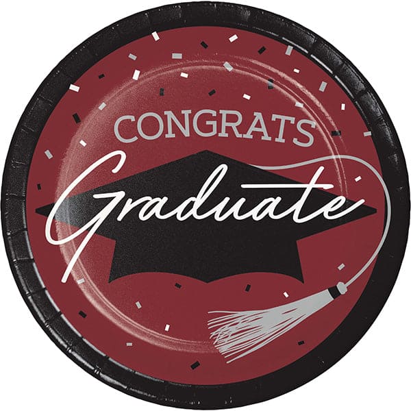 School Spirit Burgundy 9in Round Dinner Paper Plates 18ct