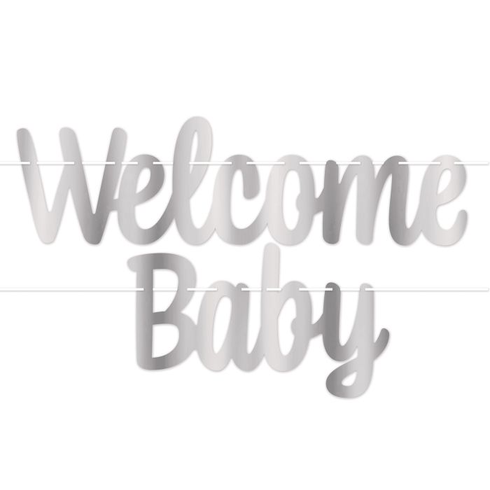 Welcome Baby Silber Foil Streamer 4ft