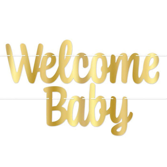 Welcome Baby Gold Foil Streamer 4ft