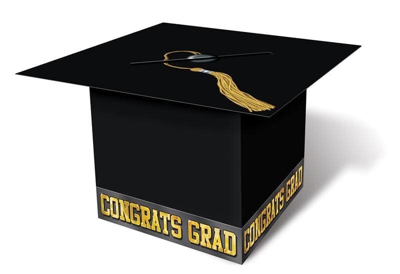 Grad Cap Graduation Card Holder Box -Black