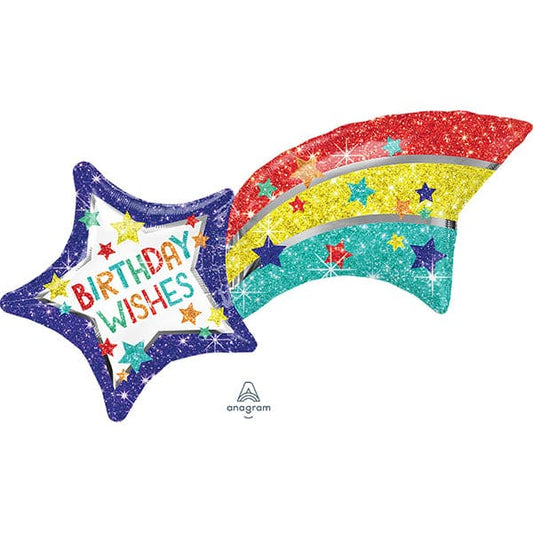 Birthday Wishes Shooting Star 27in Metallic Balloon