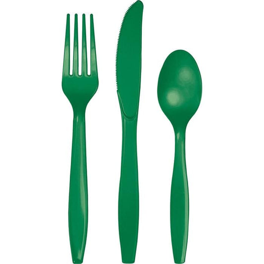 Emerald Green Premium Plastic Combo Cutlery