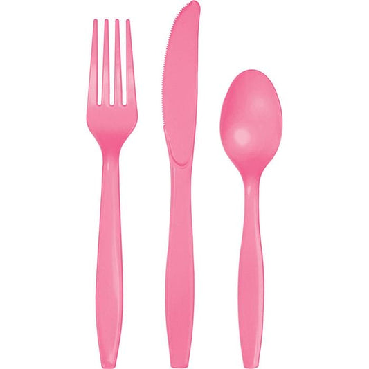 Candy Pink Premium Plastic Combo Cutlery (24pc)