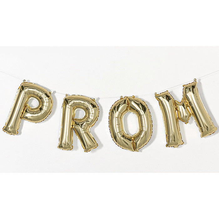 P-R-O-M Balloon Letter Banner Kit - White Gold