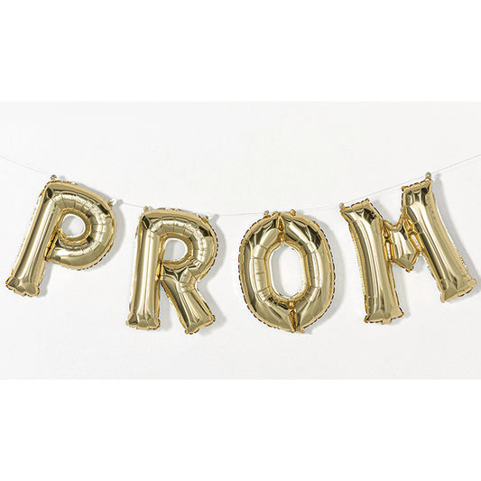 P-R-O-M Balloon Letter Banner Kit - White Gold