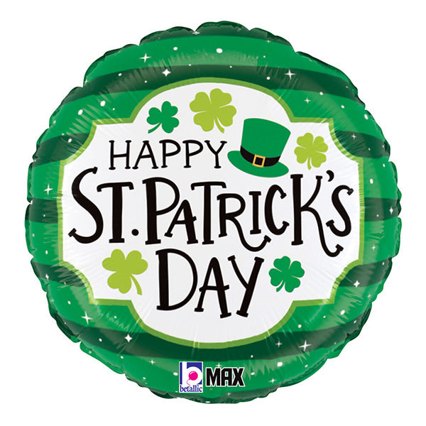 St Patricks Stripes 18in Metallic Balloon