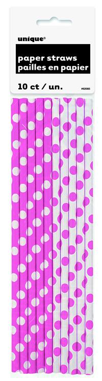 Hot Pink Dots Paper Straws