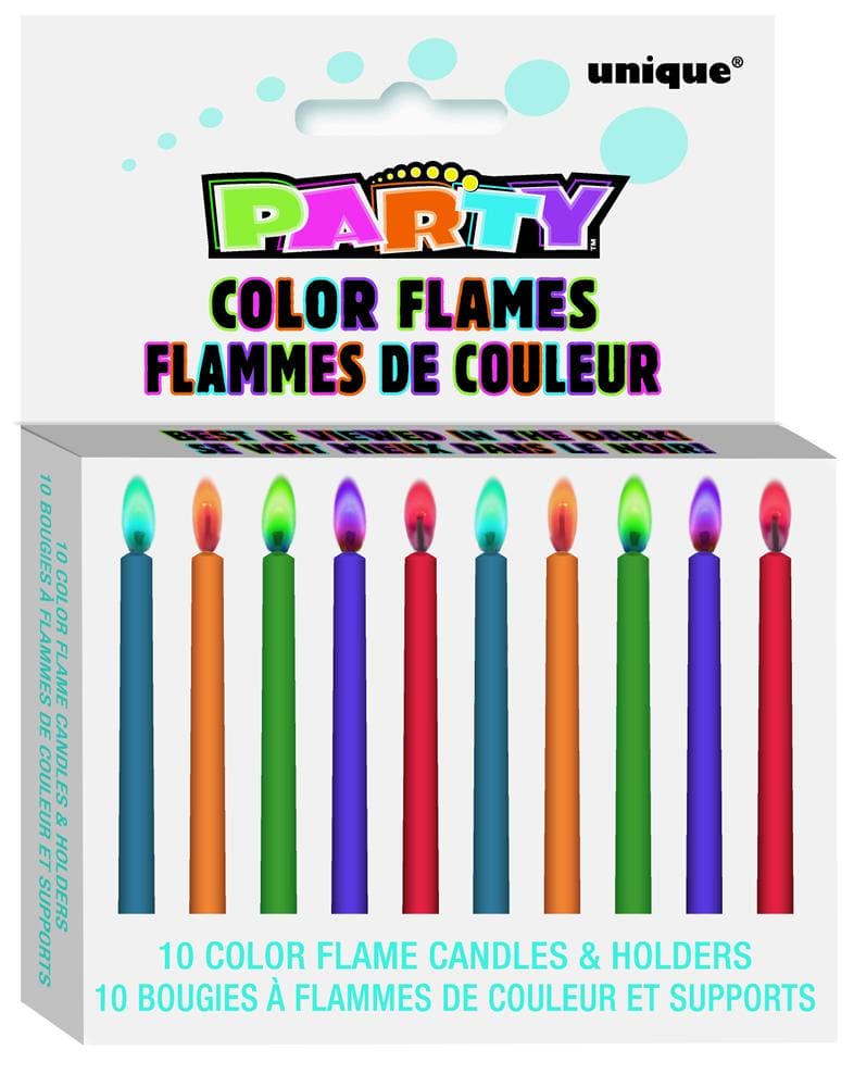 Color Flame Birthday Candles & Holders 10ct