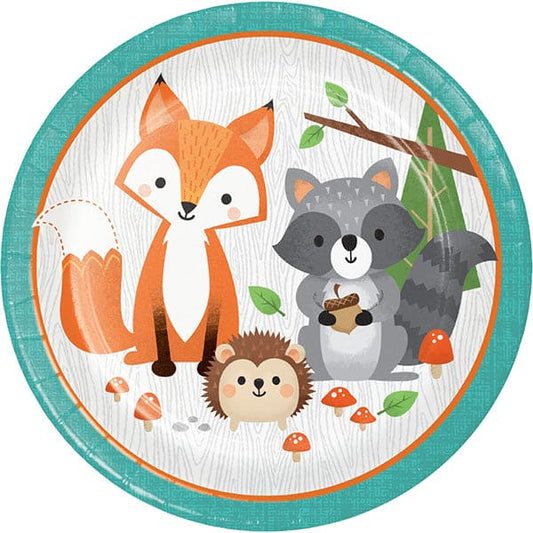 Wild One Woodland Friends 9in Round Dinner Paper Plates