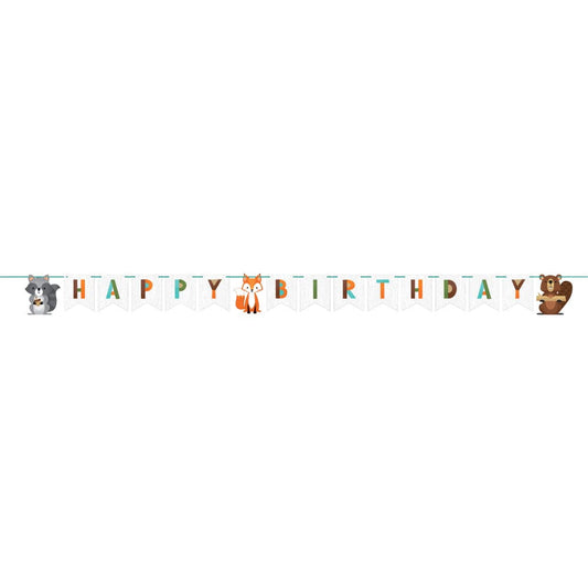 Wild One Woodland Friends Banner with Ribbon