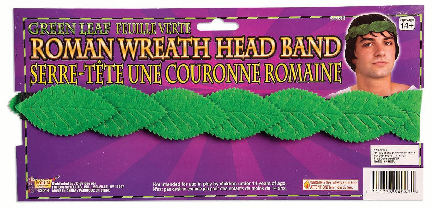 Roman Wreath Head Band Green Leafs