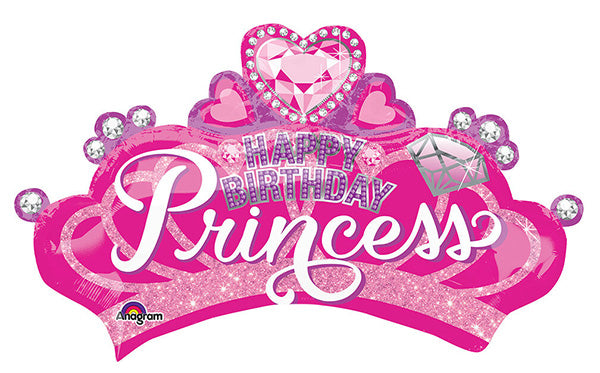 Birthday Princess Crown 32in  Mylar Balloon