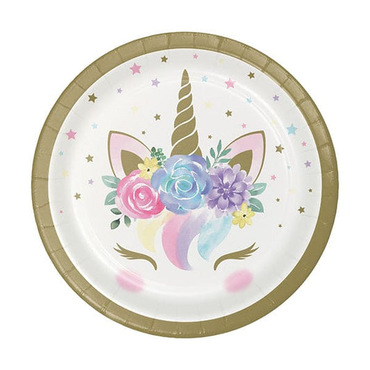 Unicorn Baby 7in Round Luncheon Paper Plates 8ct