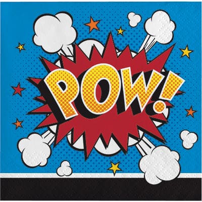 Super Hero Pow Boom Beverage Napkins 16ct