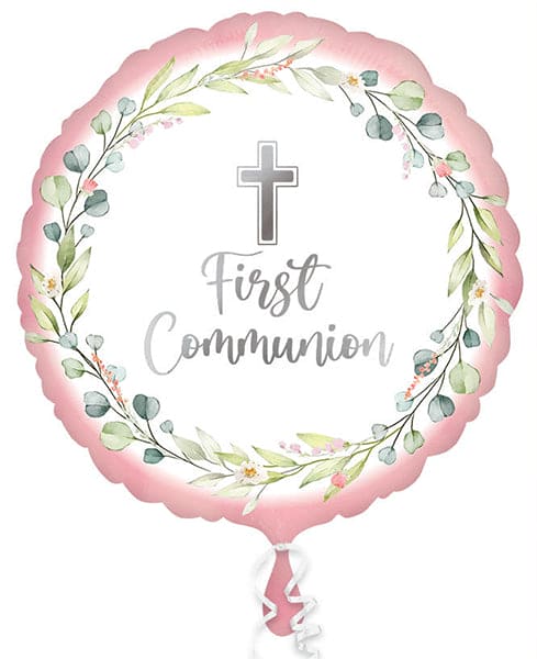 First Communion Pink 18in Metallic Balloon