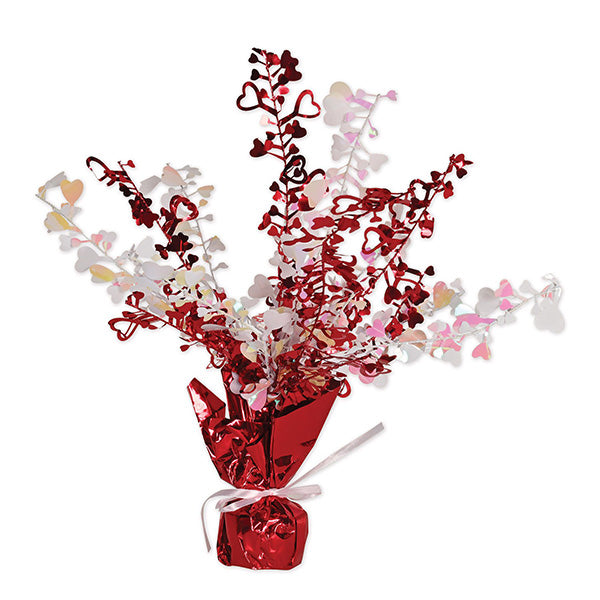 Heart Burst Red and Opalescent 15in Centerpiece