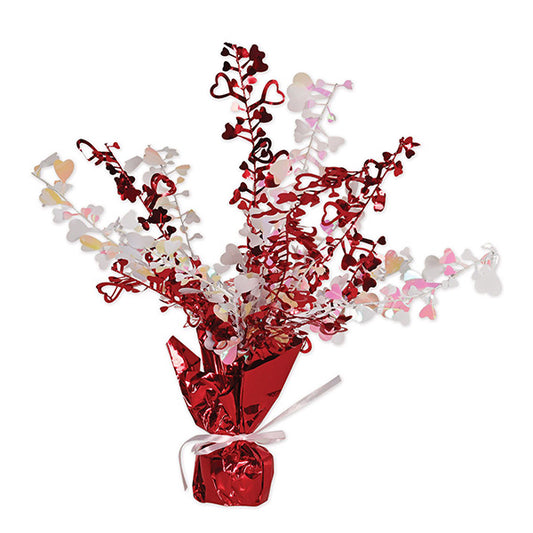 Heart Burst Red and Opalescent 15in Centerpiece