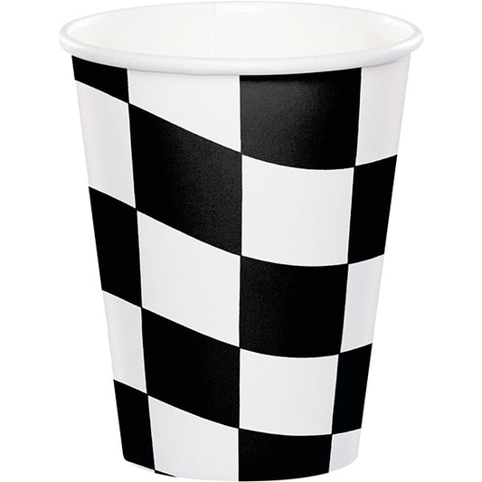 Black & White Check 9 oz Paper Cups 8ct