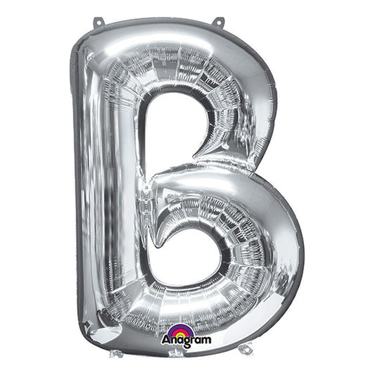 Letter B Silver 33in Metallic Balloon