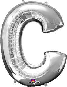 Letter C Silver 33in Metallic Balloon