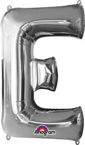 Letter E Silver 33in Metallic Balloon