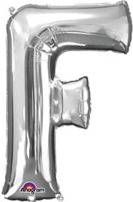 Letter F Silver 33in Metallic Balloon