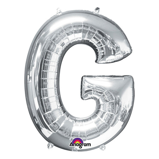 Letter G Silver 33in Metallic Balloon