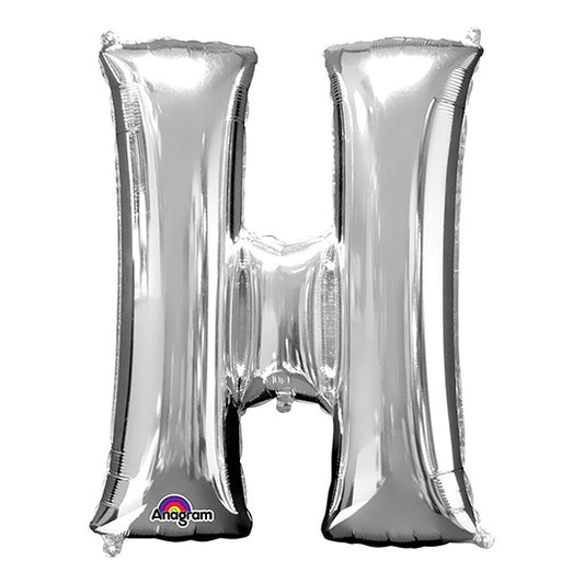 Letter H Silver 33in Metallic Balloon