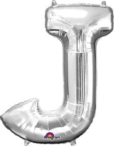 Letter J Silver 33in Metallic Balloon