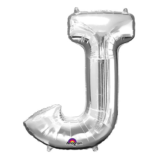 Letter J Silver 33in Metallic Balloon