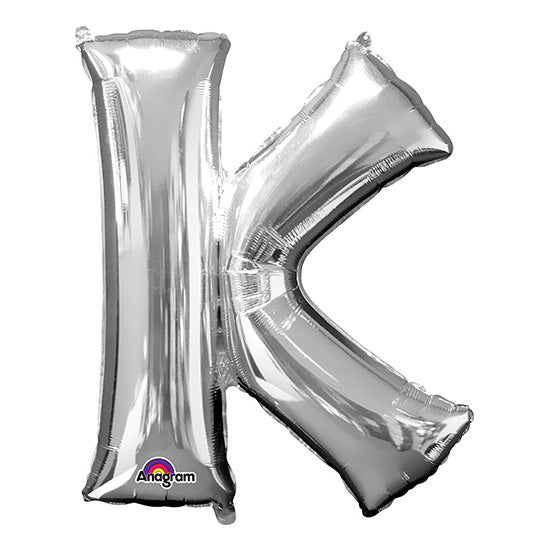 Letter K Silver 33in  Metallic Balloon