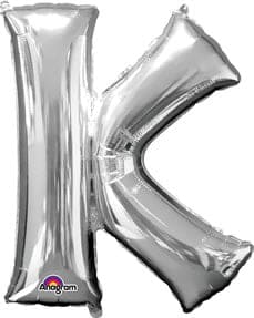 Letter K Silver 33in  Metallic Balloon